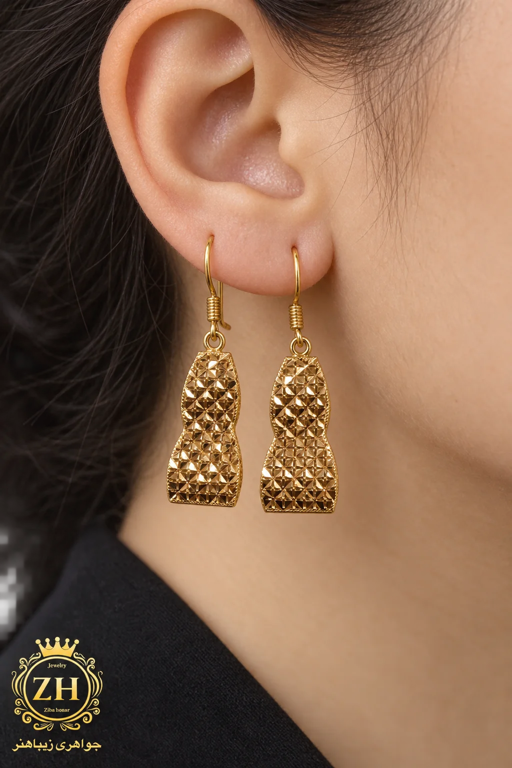 گوشواره طلا ۱۸ عیار ۳٫۴۴ گرم از بخش طلای کم‌اجرت جواهری زیباهنر