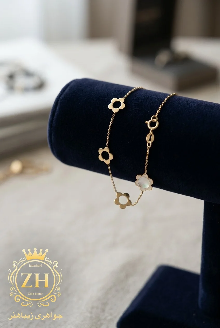 دستبند ظریف طلا ۱۸ عیار با وزن ۱٫۱۵ گرم، بخش طلای کم‌اجرت جواهری زیباهنر