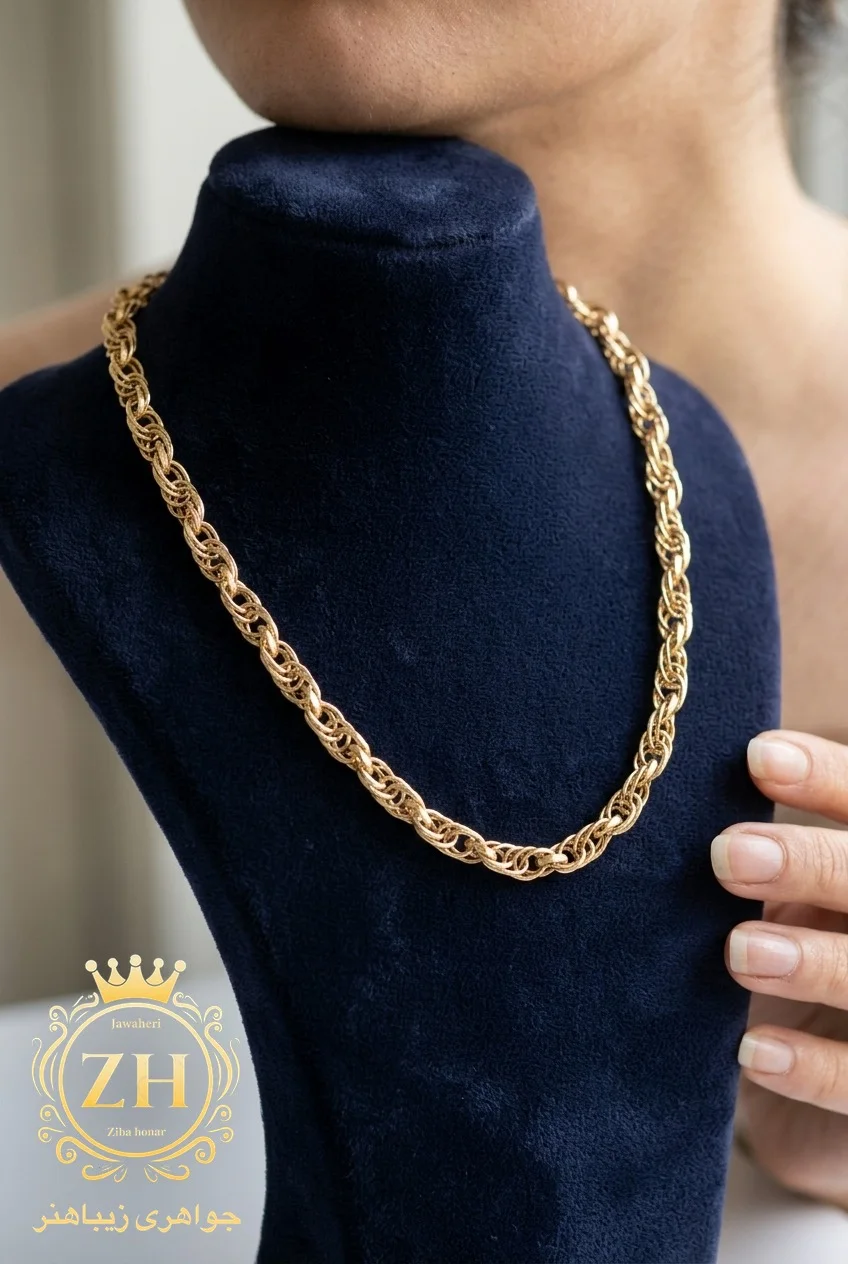 گردنبند سیپو طلا ۱۸ عیار با وزن ۱۴٫۷۵ گرم، بخش طلای کم‌اجرت جواهری زیباهنر